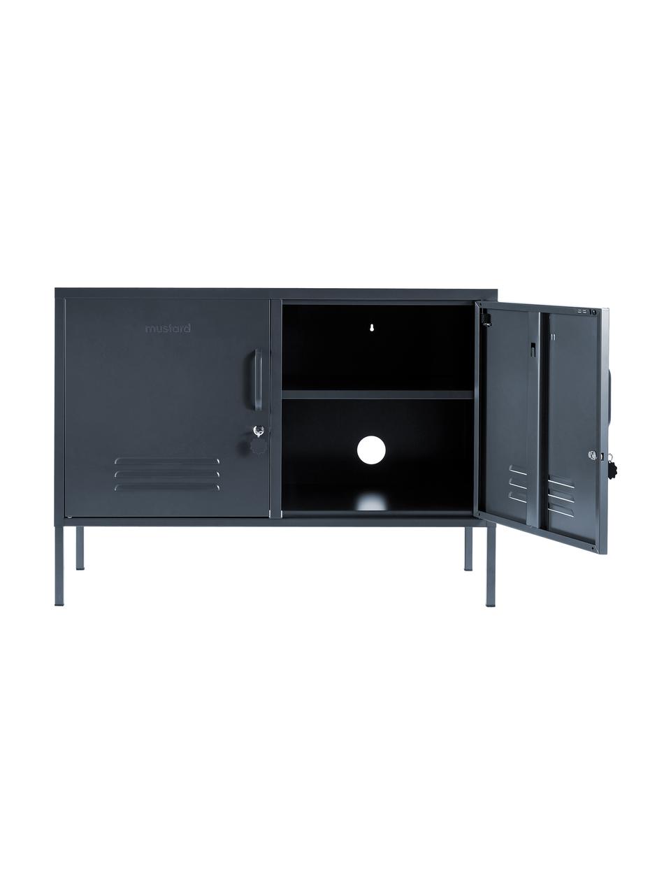 Credenza in metallo con ante Midi, Acciaio verniciato a polvere, Antracite, Larg. 100 x Alt. 72 cm