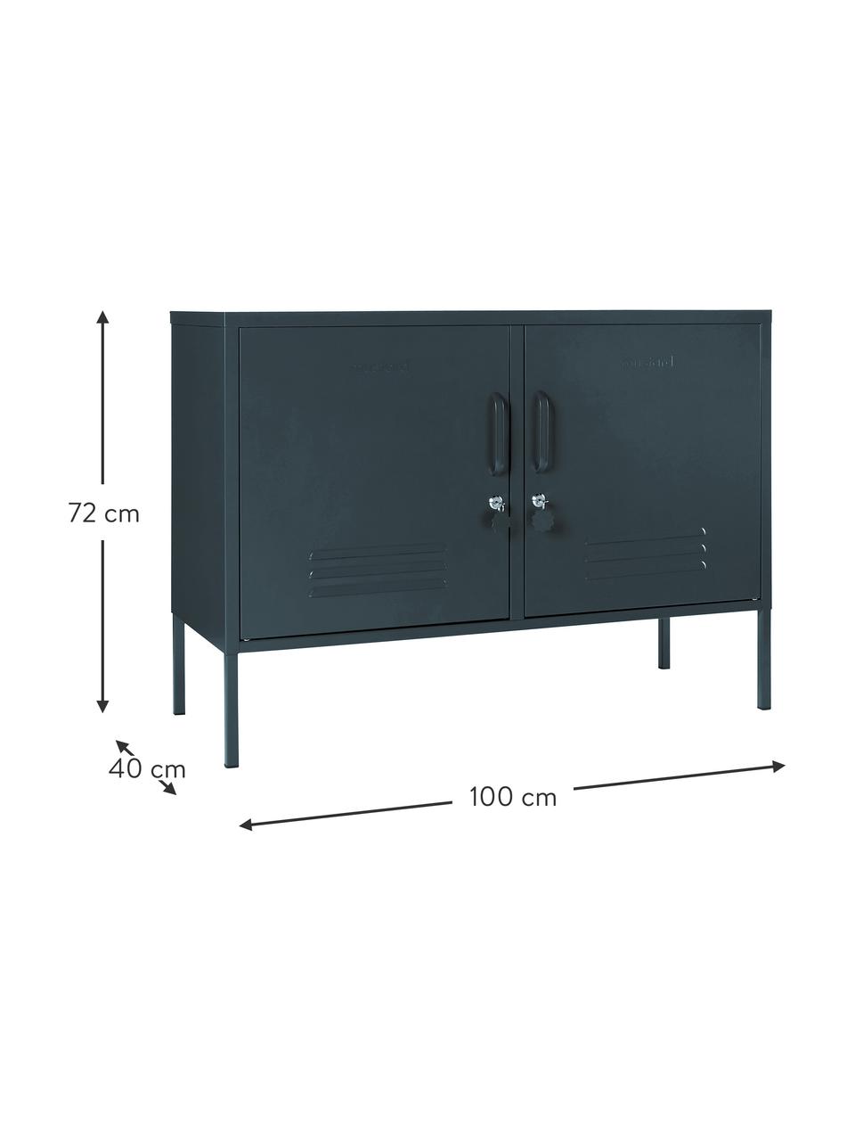 Kovová komoda s dvierkami Mustard, Oceľ s práškovým náterom, Antracitová, Š 100 x V 72 cm