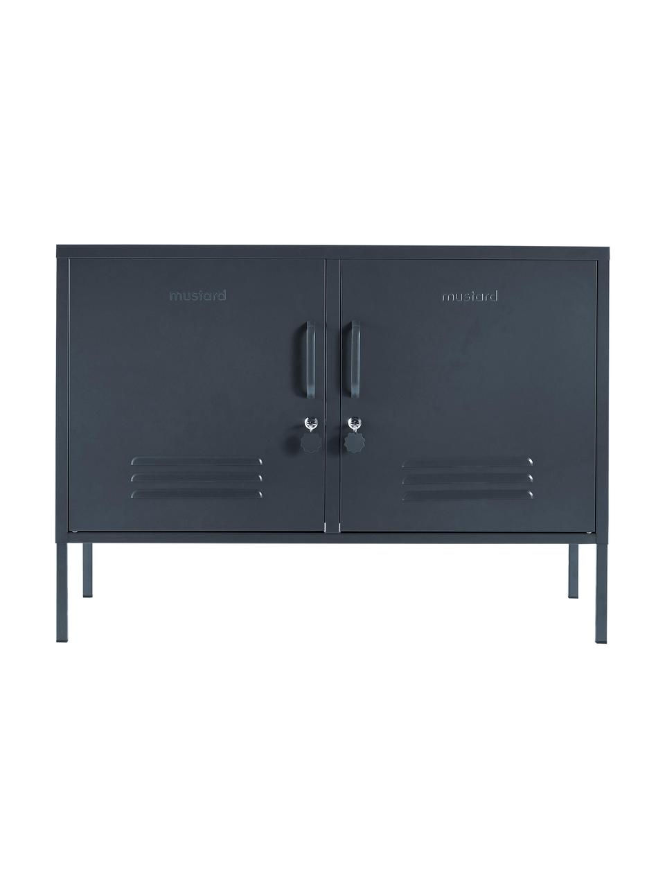 Credenza in metallo con ante Midi, Acciaio verniciato a polvere, Antracite, Larg. 100 x Alt. 72 cm