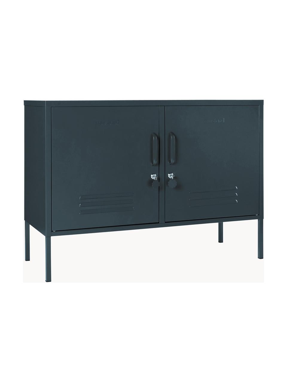 Credenza in metallo con ante Midi, Acciaio verniciato a polvere, Antracite, Larg. 100 x Alt. 72 cm