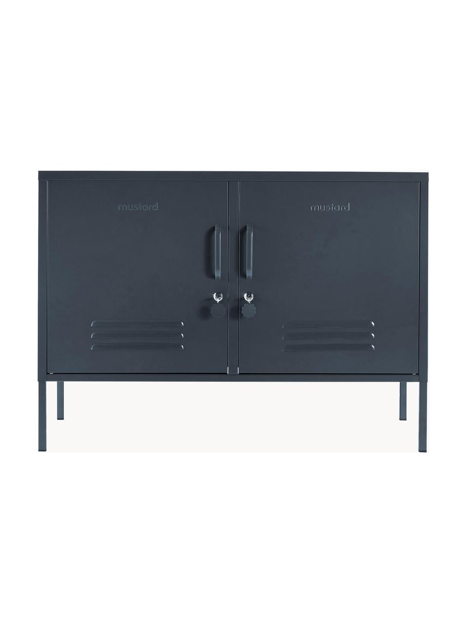 Credenza in metallo The Lowdown, Acciaio verniciato a polvere, Antracite, Larg. 100 x Alt. 72 cm