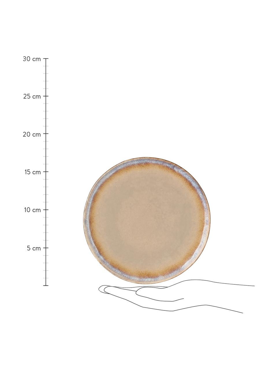Handgemaakte dessertbord Nomimono, 2 stuks, Keramiek, Grijs-, beige- en blauwtinten, Ø 17 cm