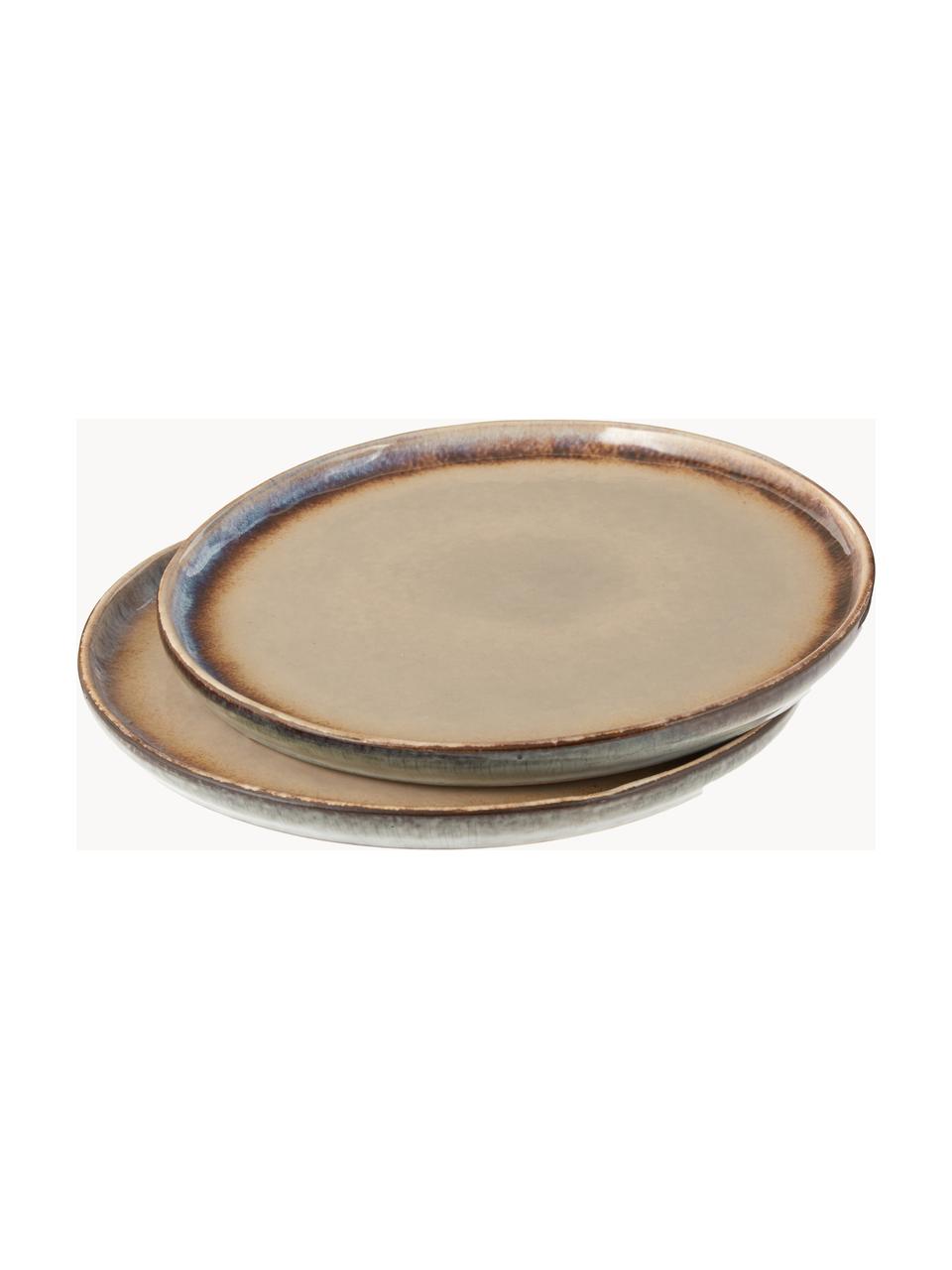 Ručne vyrobený dezertný tanier Nomimono, 2 ks, Kamenina, Hnedosivá, Ø 17 cm