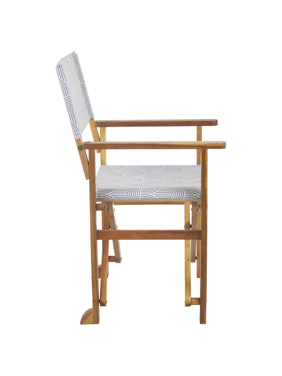Krzesło reżyserskie z drewnianym stelażem  Zoe, Stelaż: lite drewno akacjowe, ole, Szary, S 59 x W 87 cm