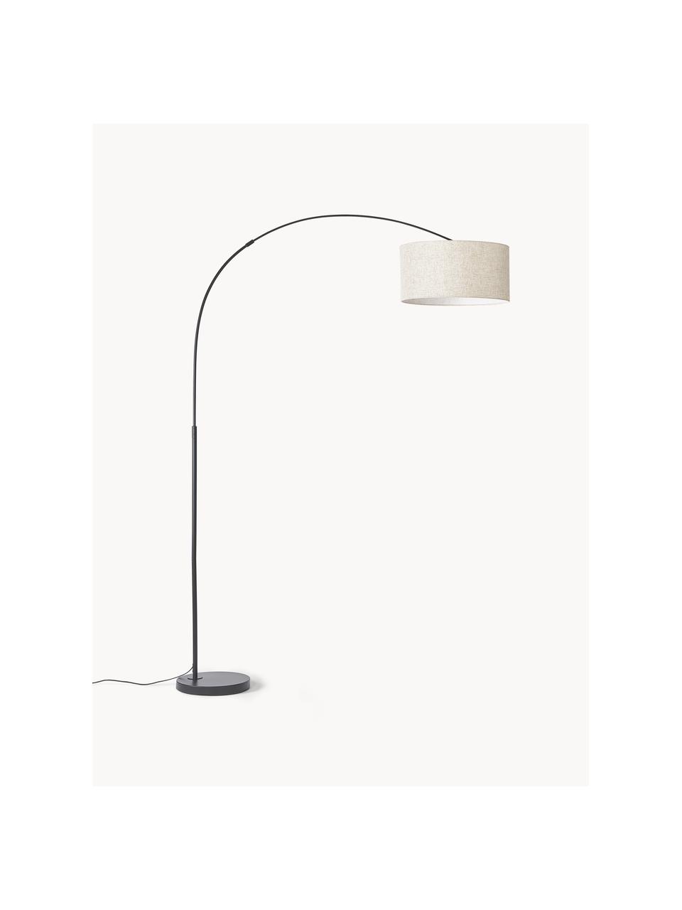 Grand lampadaire arc Niels, Beige clair, noir, haut. 218 cm