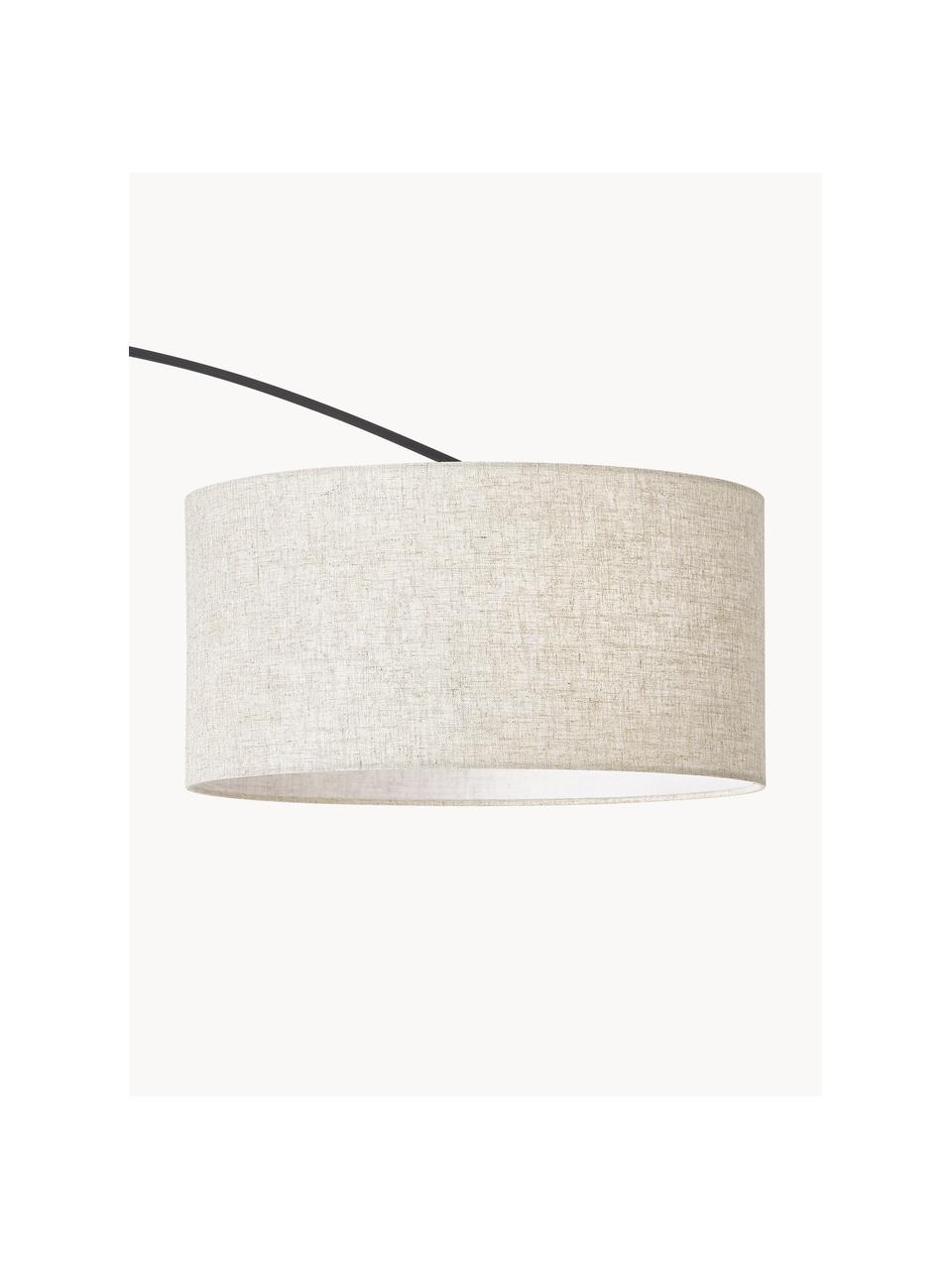 Grosse Bogenlampe Niels, Lampenschirm: Leinen, Hellbeige, Schwarz, H 218 cm