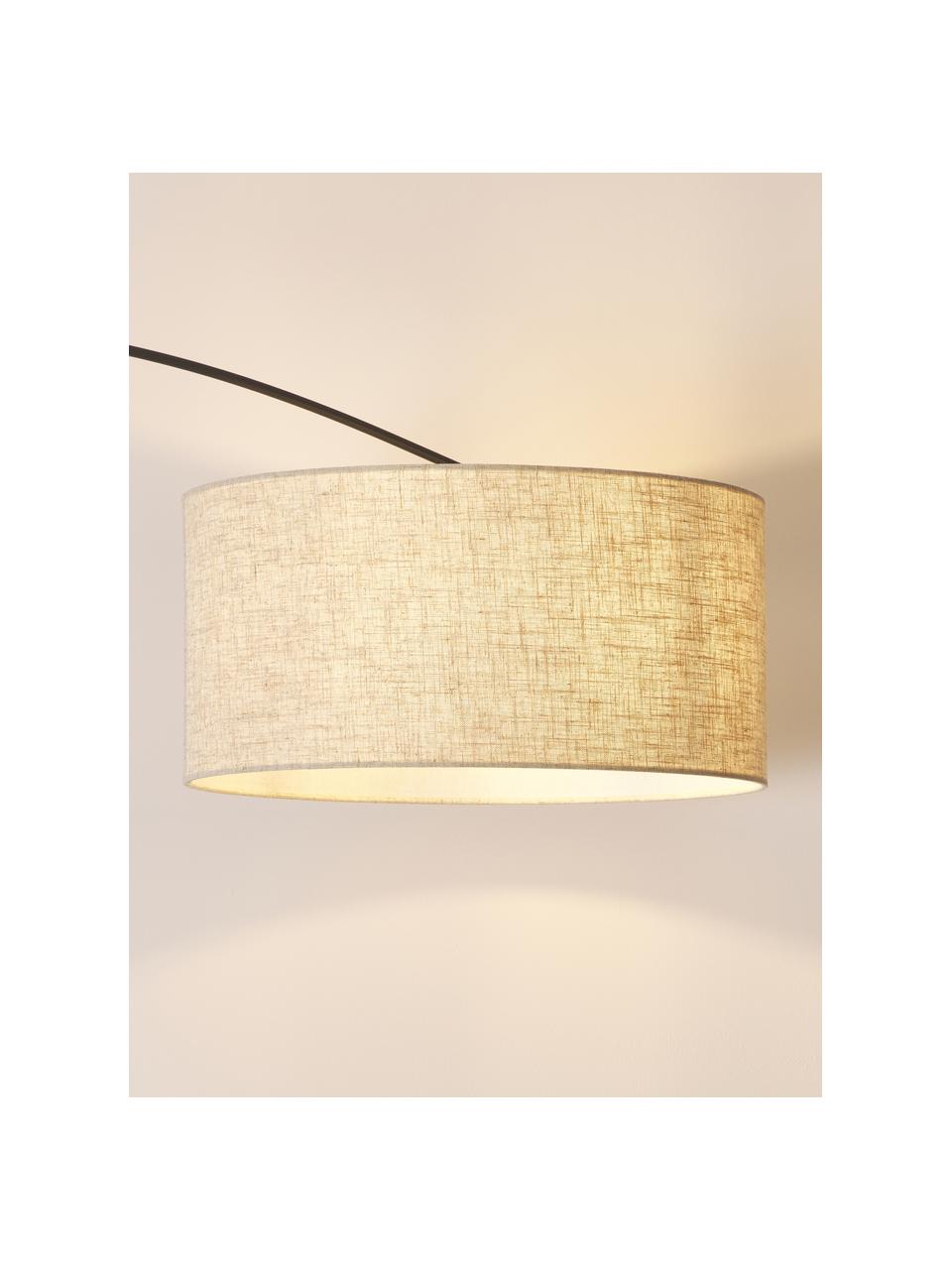 Lampada grande ad arco Niels, Paralume: lino, Beige chiaro, nero, Alt. 218 ml