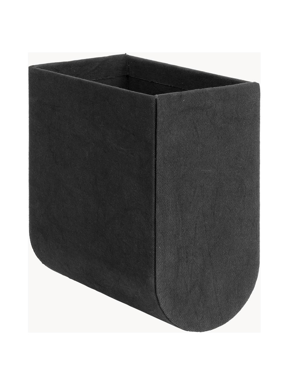 Handgefertigte Aufbewahrungsbox Curved, Bezug: 100 % Baumwolle, Korpus: Pappe, Schwarz, B 12 x H 22 cm