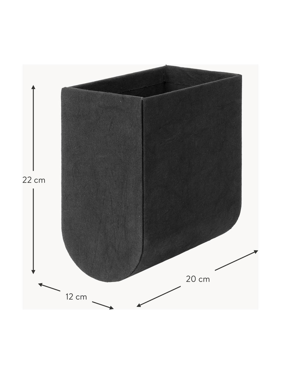 Handgefertigte Aufbewahrungsbox Curved, Bezug: 100 % Baumwolle, Korpus: Pappe, Schwarz, B 12 x H 22 cm