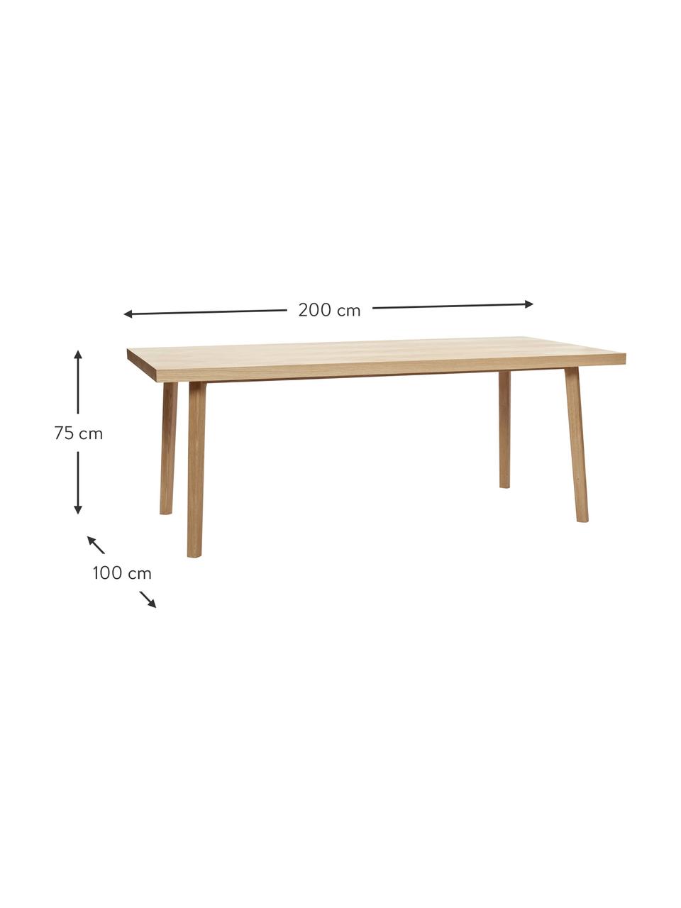 Mesa de comedor de madera de roble Herringbone, 200 x 100 cm, Madera de roble con certificado FSC, Madera de roble, An 200 x F 100 cm
