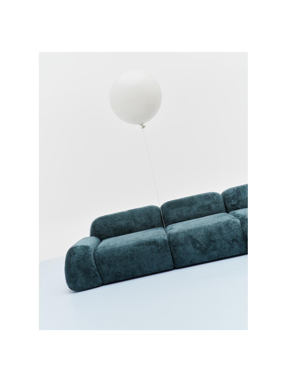 Modulares Sofa Wolke (4-Sitzer) aus Teddy-Bouclé, Bezug: Teddy-Bouclé (100 % Polye, Teddy-Bouclé Petrol, B 343 x T 118 cm