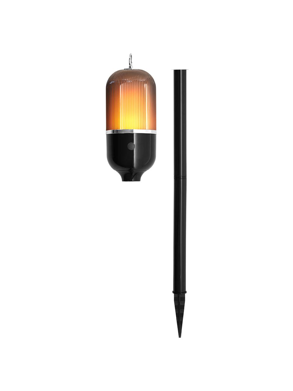 Lampada da esterno per pavimento New Flame, Base della lampada: alluminio, Paralume: materiale sintetico, Nero trasparente, Ø 10 x Alt. 88 cm