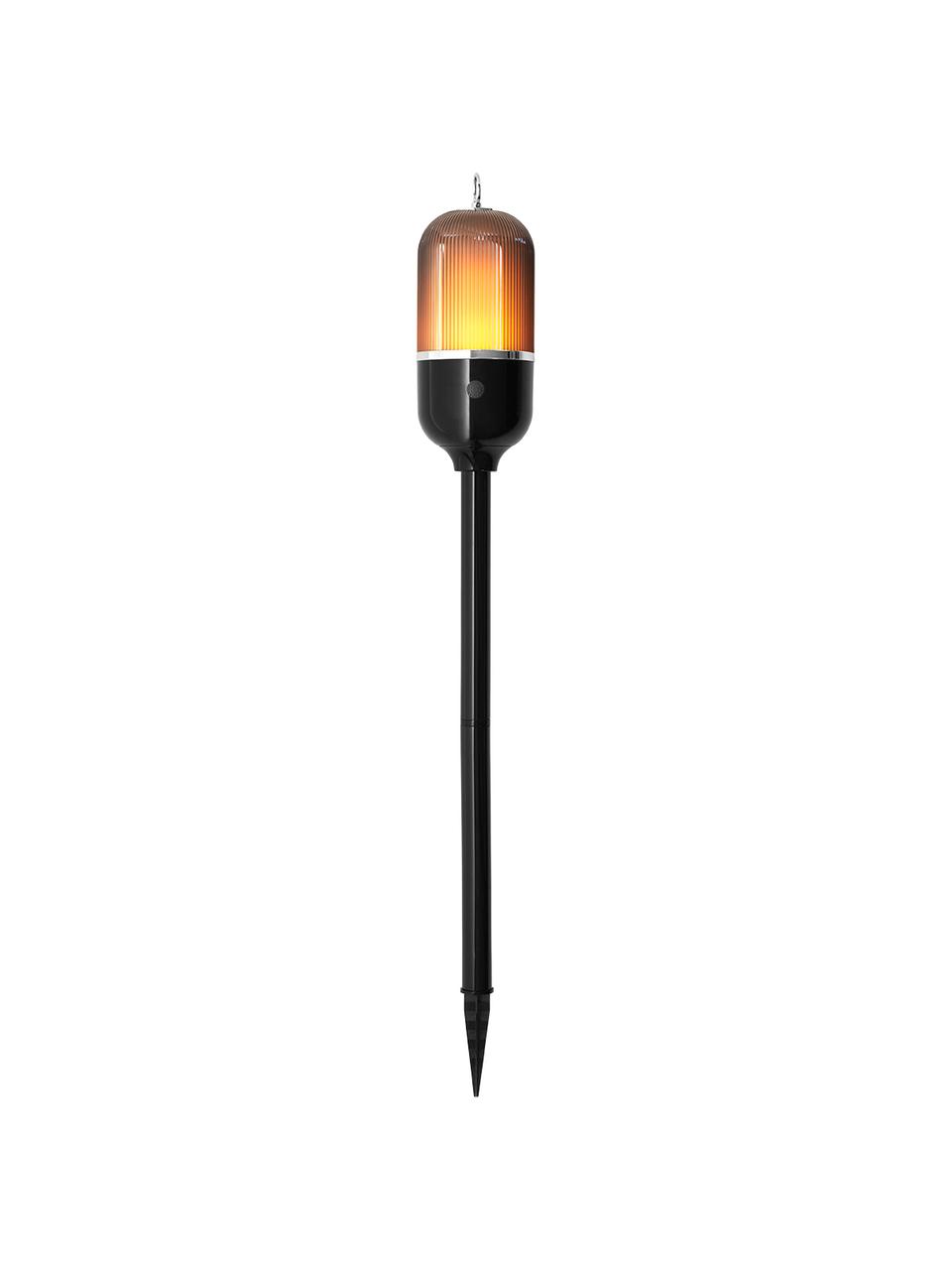 Lampada da esterno per pavimento New Flame, Base della lampada: alluminio, Paralume: materiale sintetico, Nero trasparente, Ø 10 x Alt. 88 cm