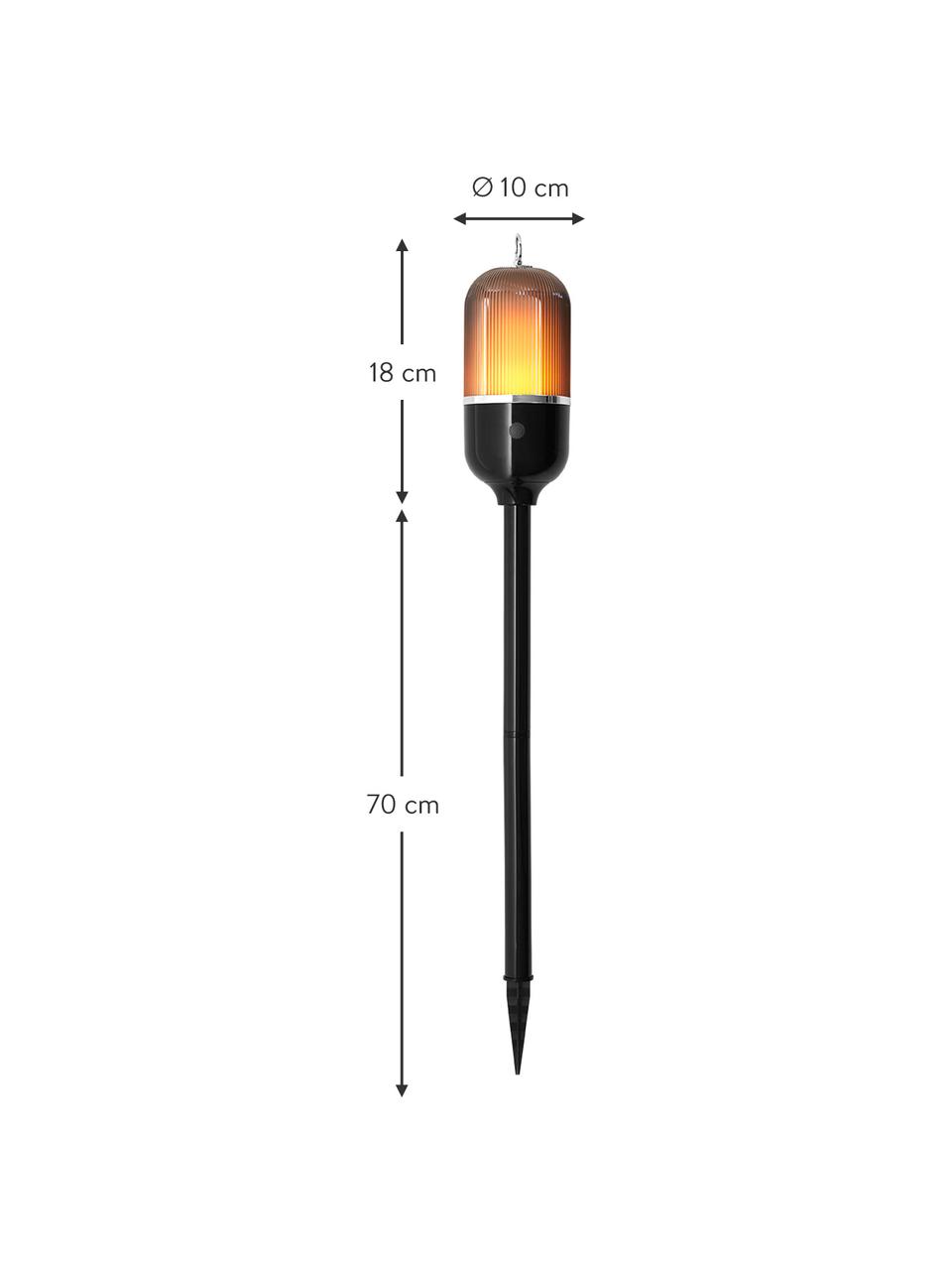 Lampada da esterno per pavimento New Flame, Base della lampada: alluminio, Paralume: materiale sintetico, Nero trasparente, Ø 10 x Alt. 88 cm