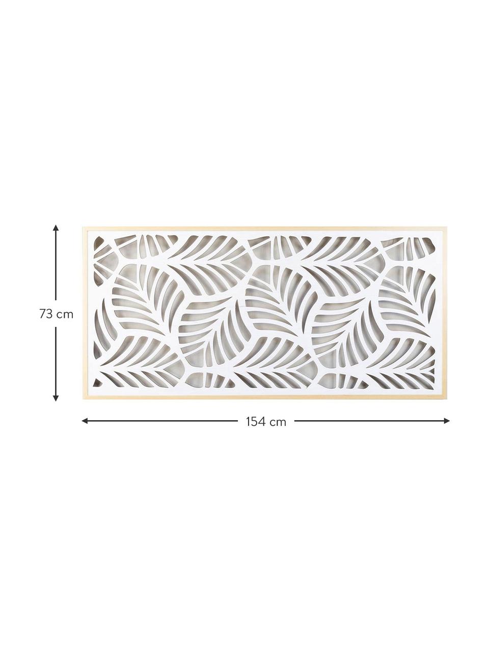 Cabecero Flores, Madera de pino, tablero de fibras de densidad media (MDF), Marrón, blanco, An 154 x Al 73 cm