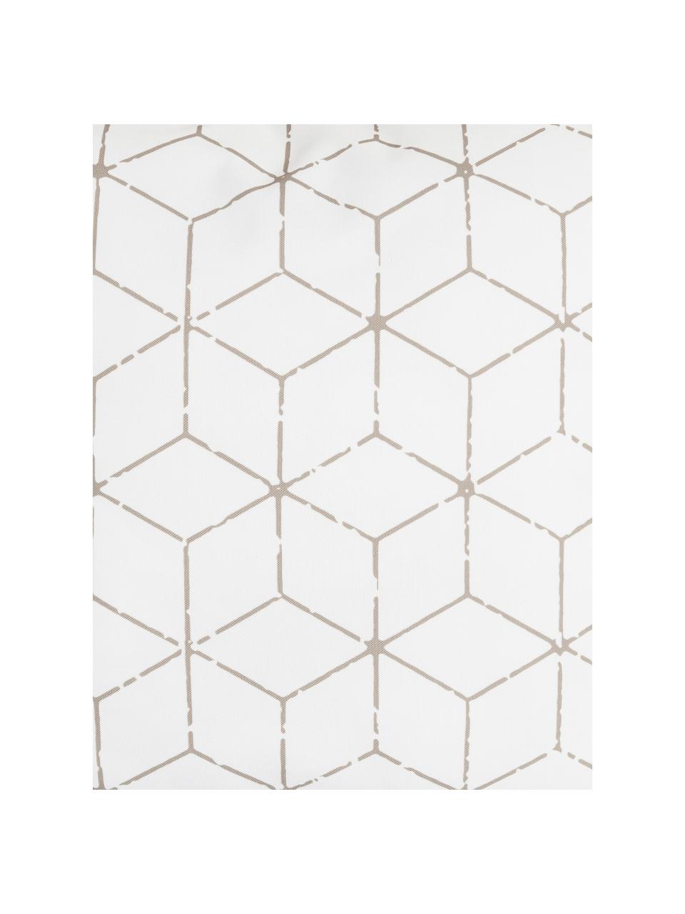 Outdoor kussen Cube met grafisch patroon in beige/wit, met vulling, 100% polyester, Wit, beige, 47 x 47 cm