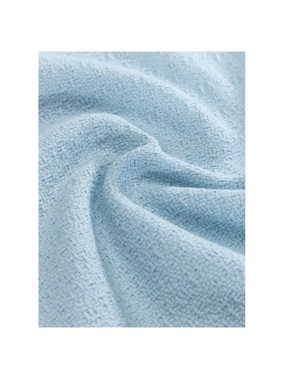 Funda de cojín de algodón con flecos Libi, 100% algodón, Azul, An 30 x L 50 cm
