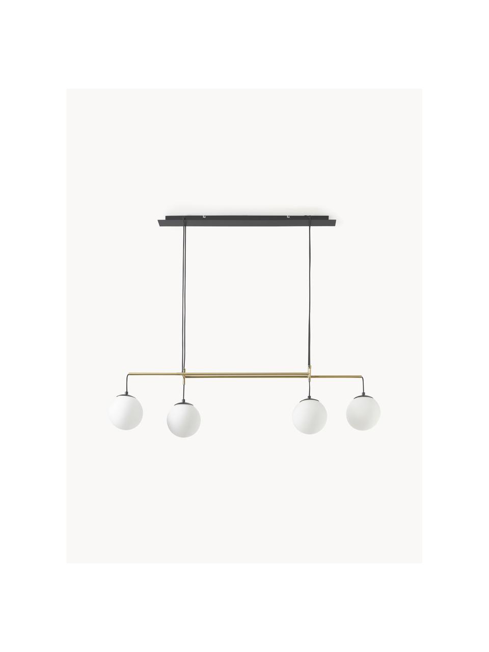 Grote hanglamp Flux, Lampenkap: opaalglas, Zwart, goudkleurig, B 127 x H 150 cm