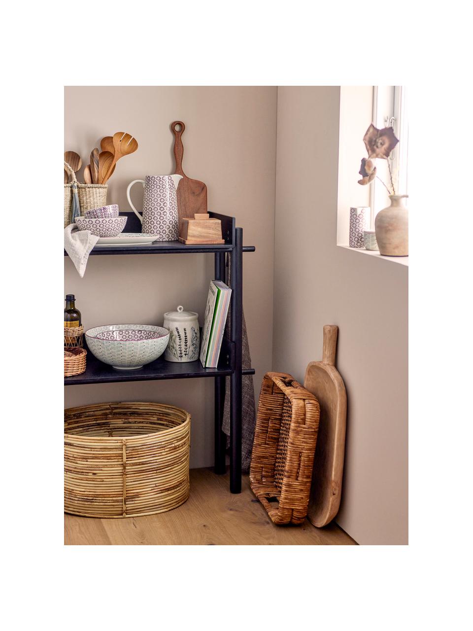 Handgemachte Aufbewahrungsdose Bea mit Gräser-Motiv, Steingut, Beige, Ø 12 x H 21 cm