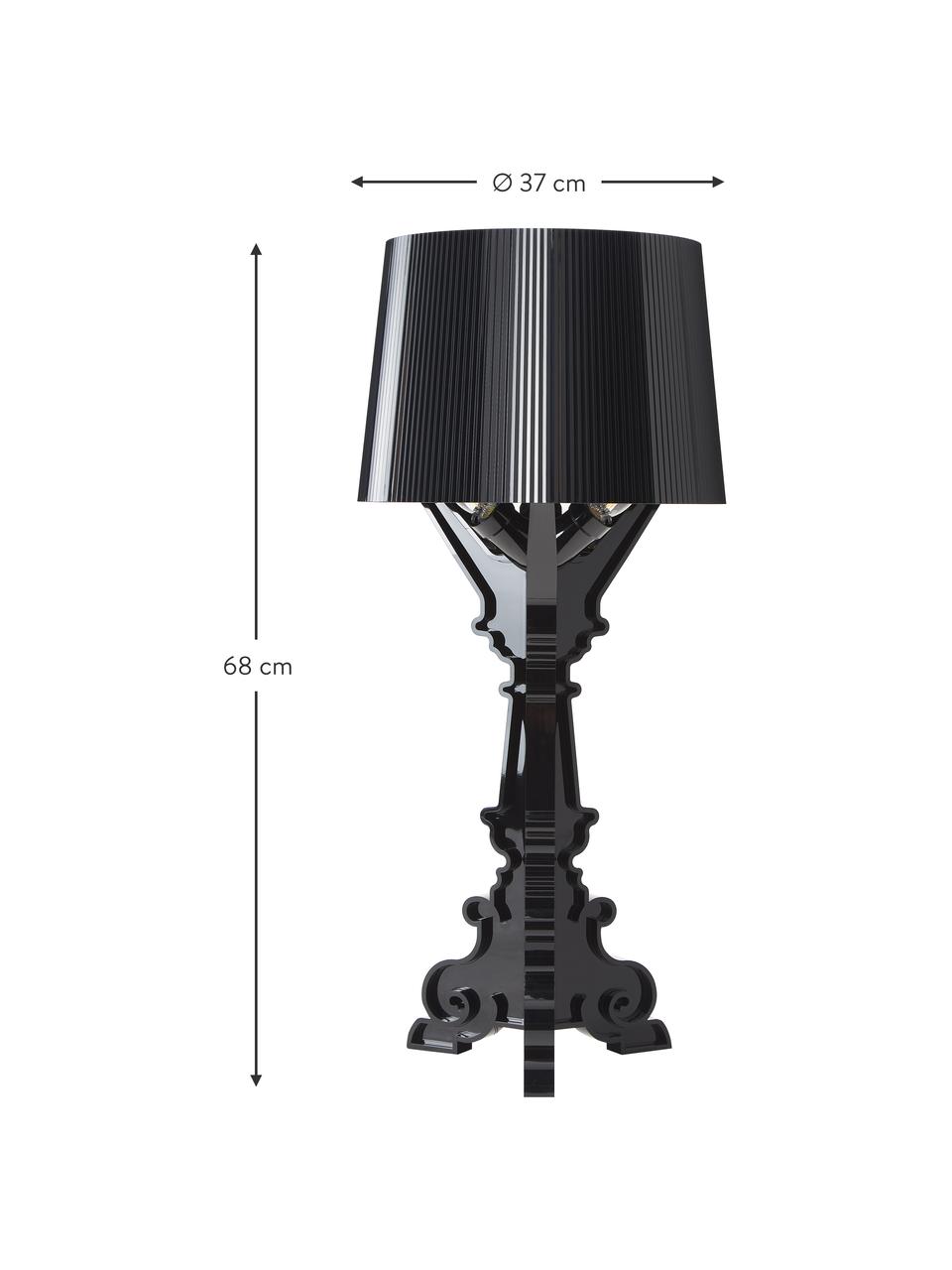Grote design LED tafellamp Bourgie, dimbaar, Polycarbonaat, Greenguard-gecertificeerd, Zwart, Ø 37 x H 68-78 cm