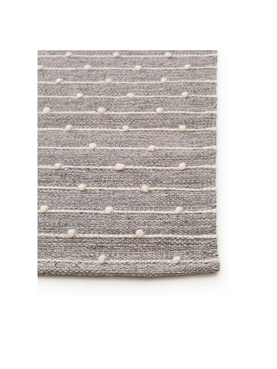Handgeweven katoenen vloerkleed Lupo in grijs/beige, 80% katoen, 20% wol, Grijs, B 120 x L 170 cm (maat S)