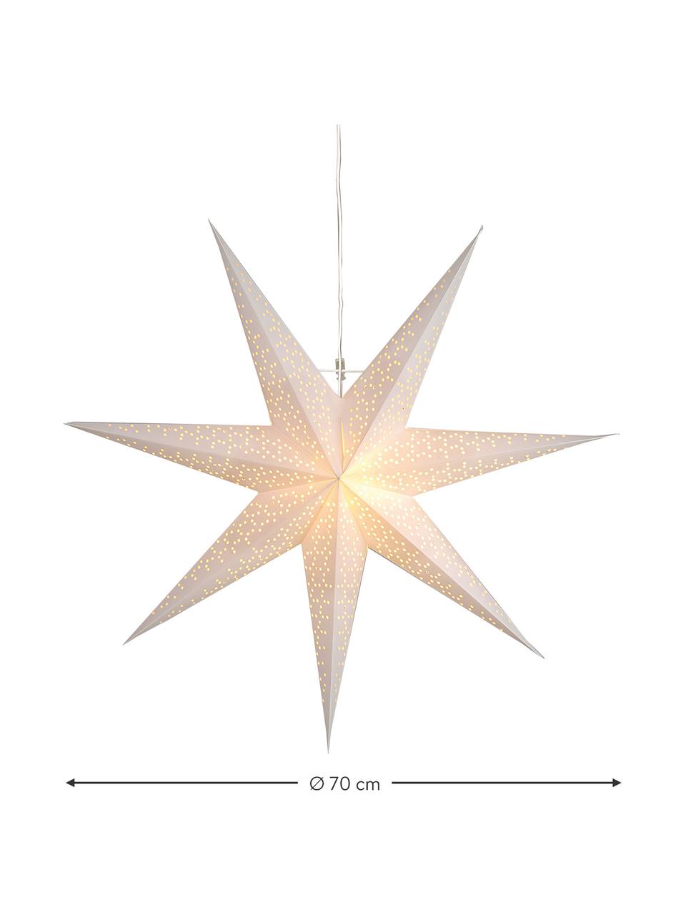Estrella luminosa de papel Dot, Cable: plástico, Blanco, Ø 70 cm