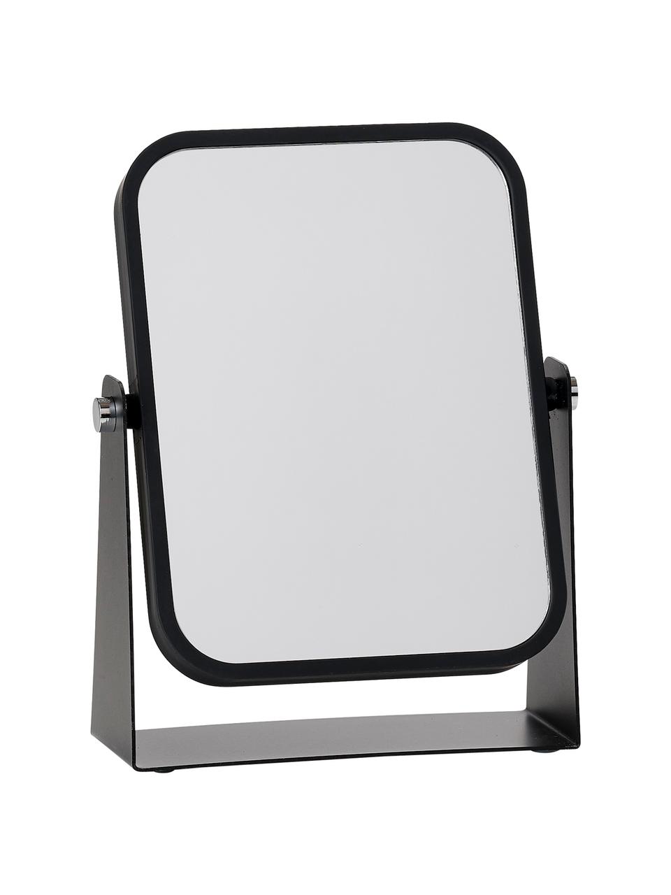 Eckiger Kosmetikspiegel Aurora mit Vergrößerung, Rahmen: Metall, beschichtet, Spiegelfläche: Spiegelglas, Schwarz, B 15 x H 21 cm