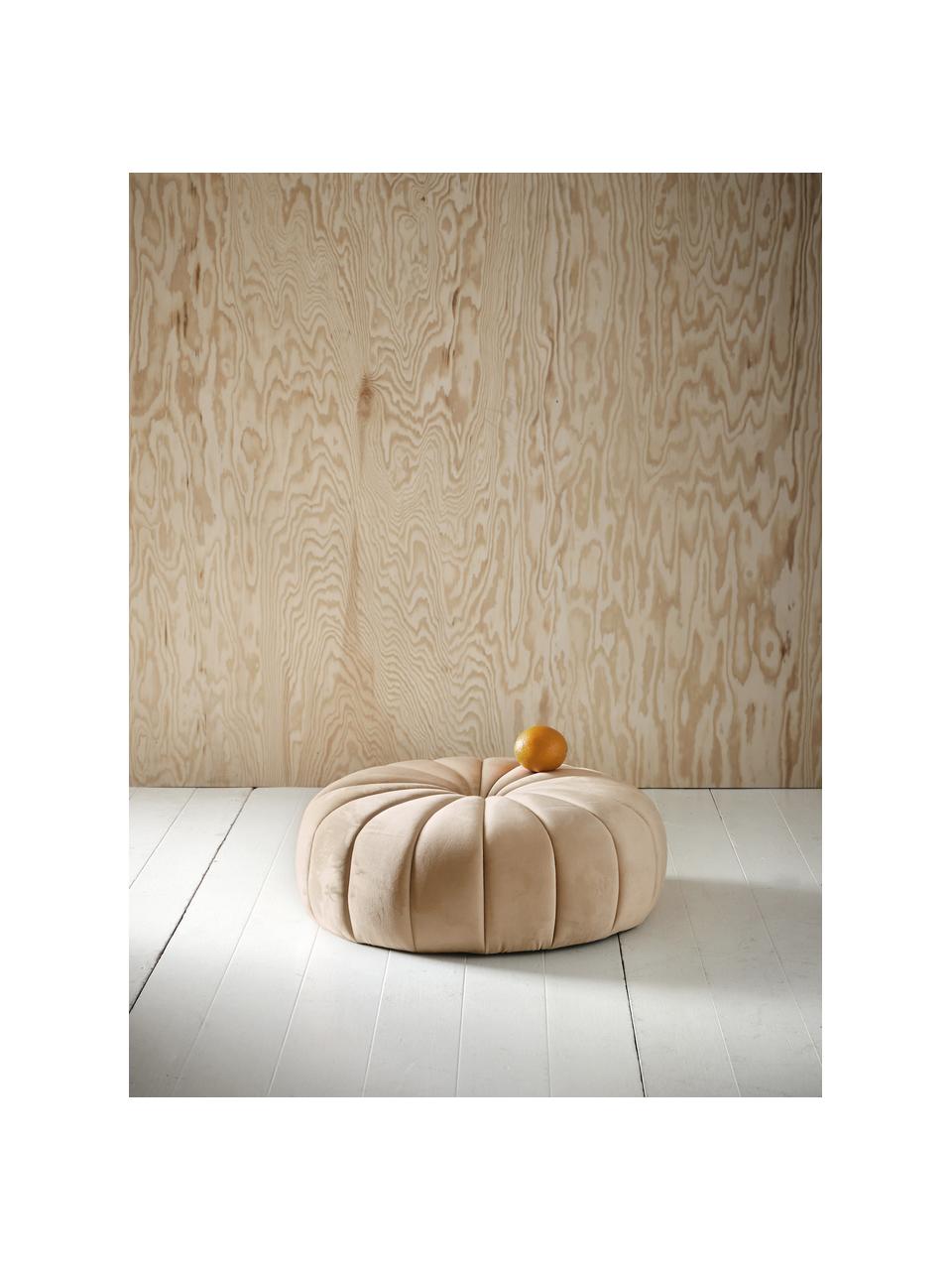 Fluwelen kinderpoef Terassa, Bekleding: fluweel (100% polyester), Frame: hout, Fluweel beige, Ø 57 x H 20 cm