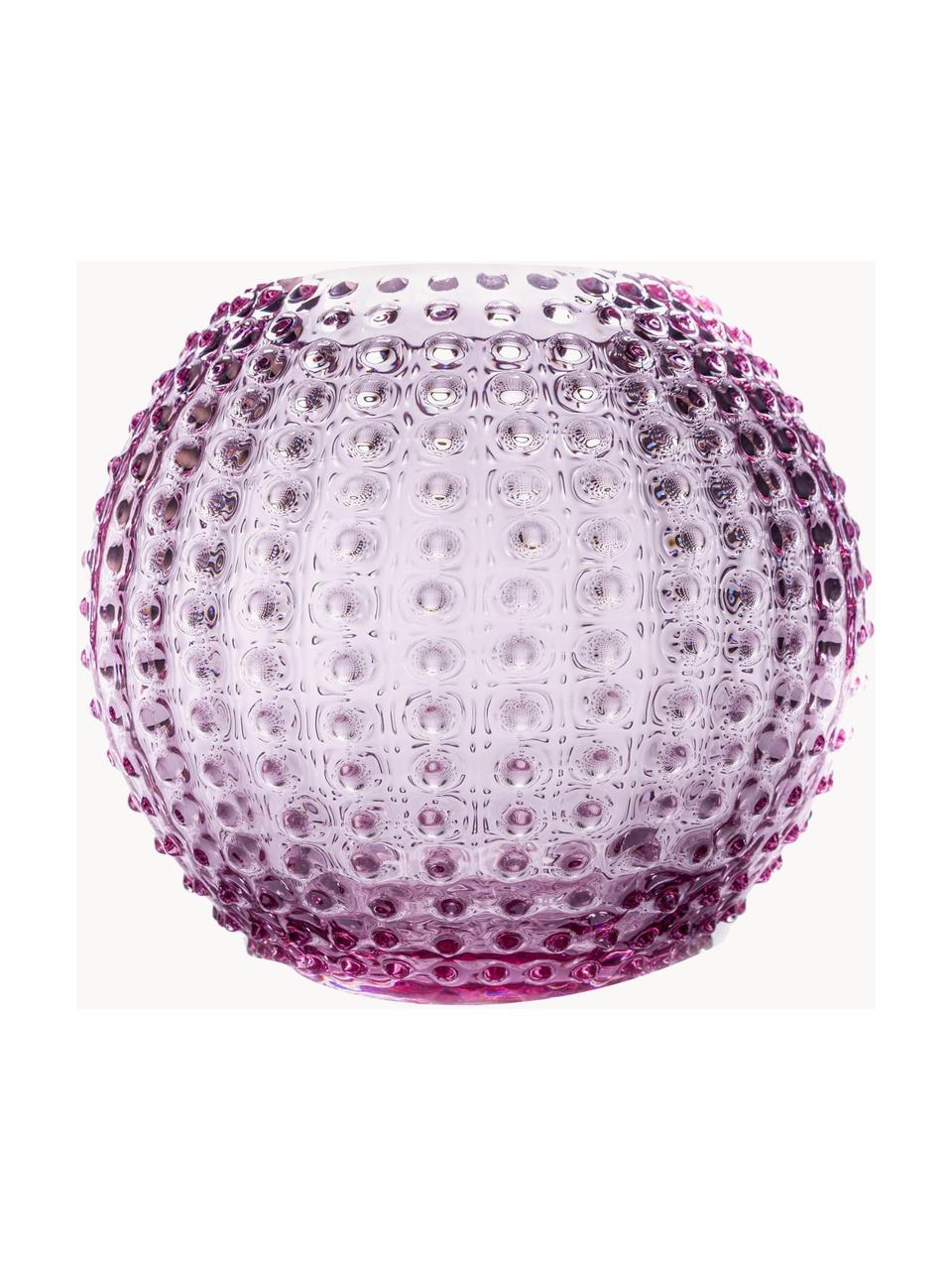 Jarrón artesanal con relieves Hobnail, Vidrio, Lavanda, Ø 25 x Al 22 cm