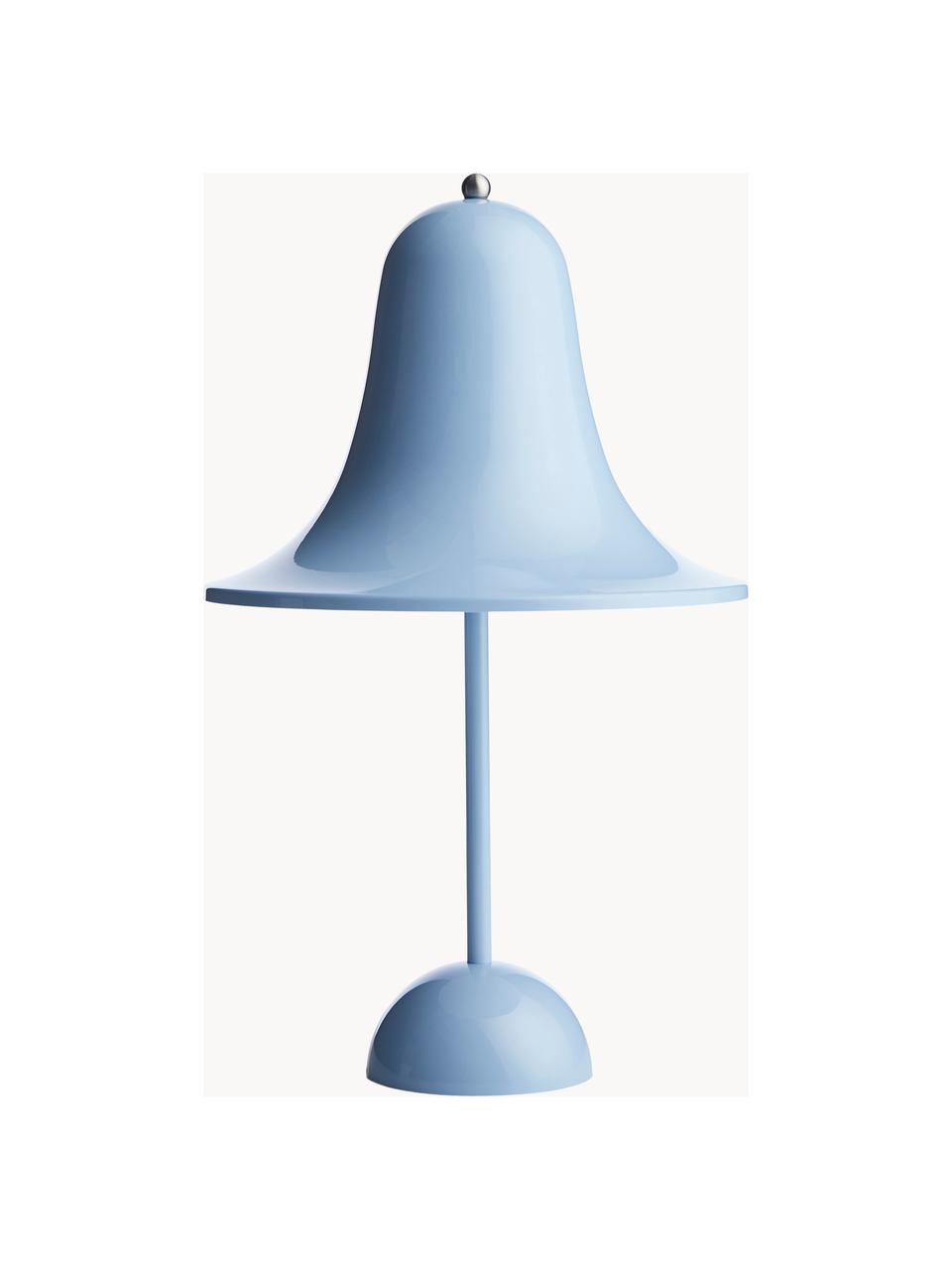 Malá přenosná stolní LED lampa Pantop, design Verner Panton, Umělá hmota, Světle modrá, lesklá, Ø 18 cm, V 30 cm