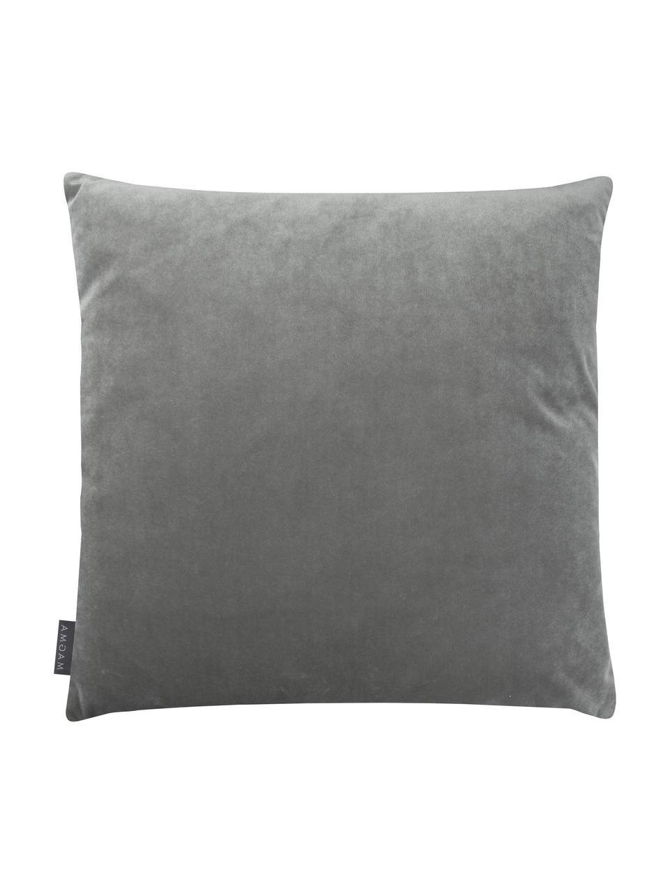 Poszewka na poduszkę z aksamitu Nobless, 100% aksamit poliestrowy, Szary, S 40 x D 40 cm