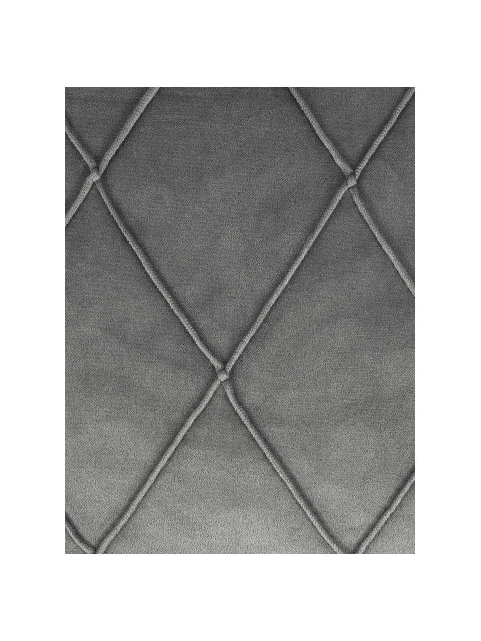 Zamatový poťah na vankúš s diamantovým vzorom Nobless, 100% polyesterový zamat, Tmavosivá, Š 40 x D 40 cm