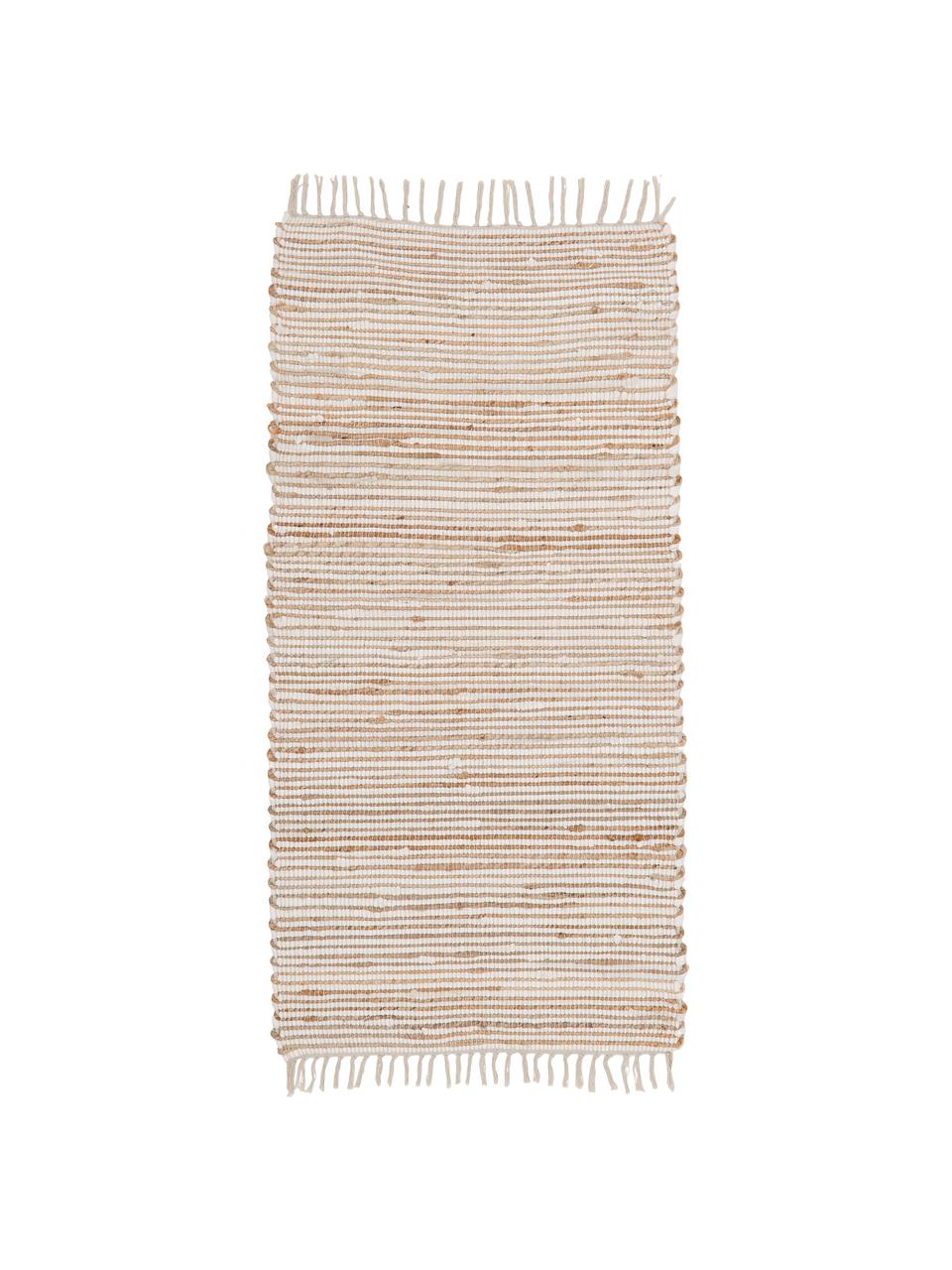 Alfombra de algodón y fibras de cáñamo Arlid, 60% algodón, 40% fibras de cañamo, Crema, beige, An 60 x L 120 cm (Tamaño XS)