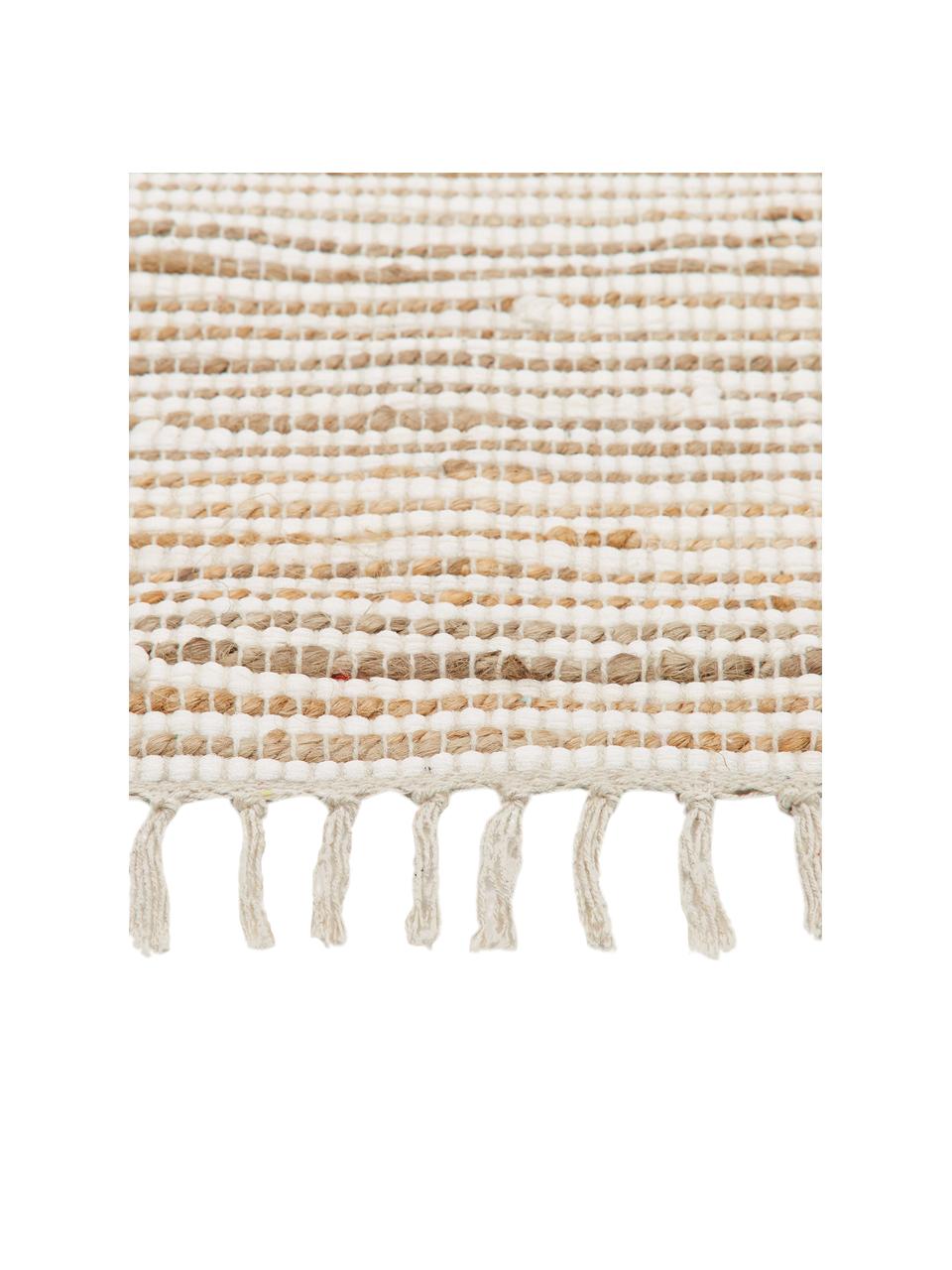 Tappeto in cotone/fibre di canapa Arlid, 60% cotone, 40% fibre di canapa, Crema, beige, Larg. 60 x Lung. 120 cm (taglia XS)