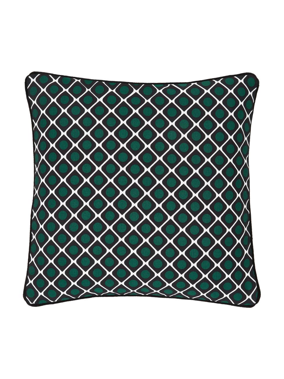 Housse de coussin 45x45 Rivets, 100 % coton, Noir, blanc crème, vert foncé, larg. 45 x long. 45 cm