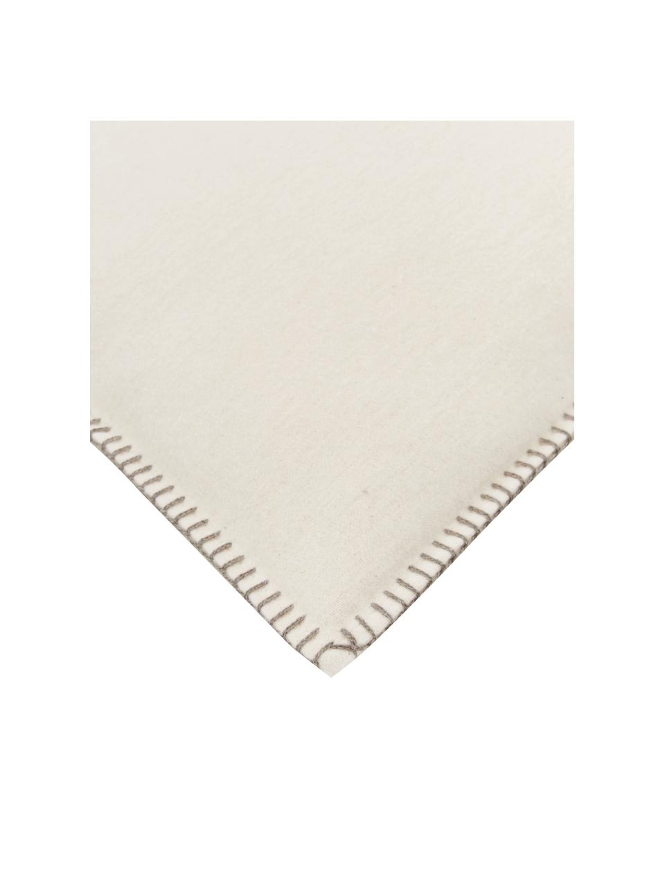 Weiche Fleece-Kissenhülle Sylt mit Steppnaht, 85% Baumwolle, 15% Polyacryl, Cremeweiß, Beige, 50 x 50 cm