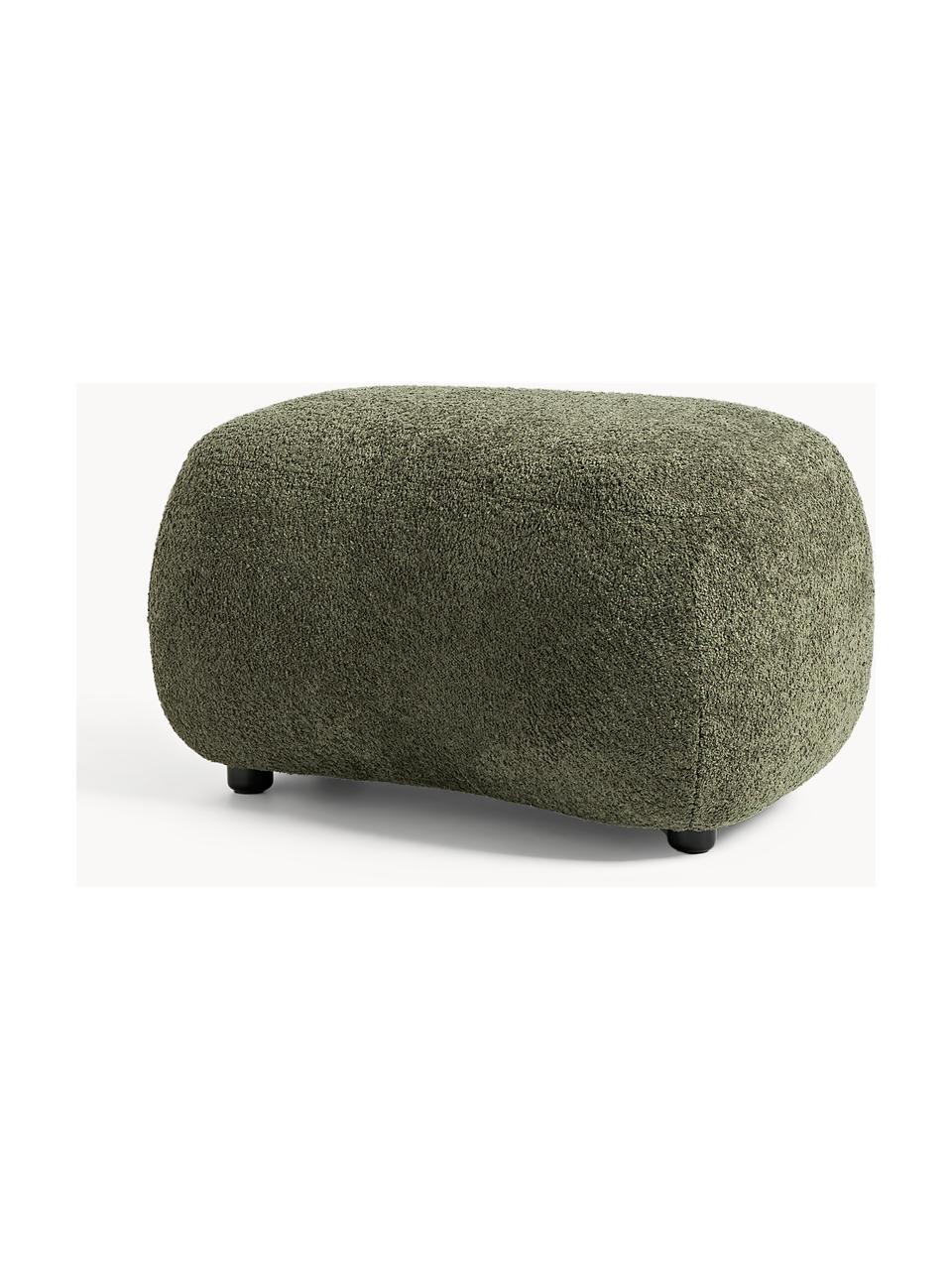 Pouf in teddy-bouclé Alba, Rivestimento: 100% poliestere (teddy bo, Teddy-bouclé verde scuro, Larg. 70 x Alt. 42 cm, curvatura a sinistra