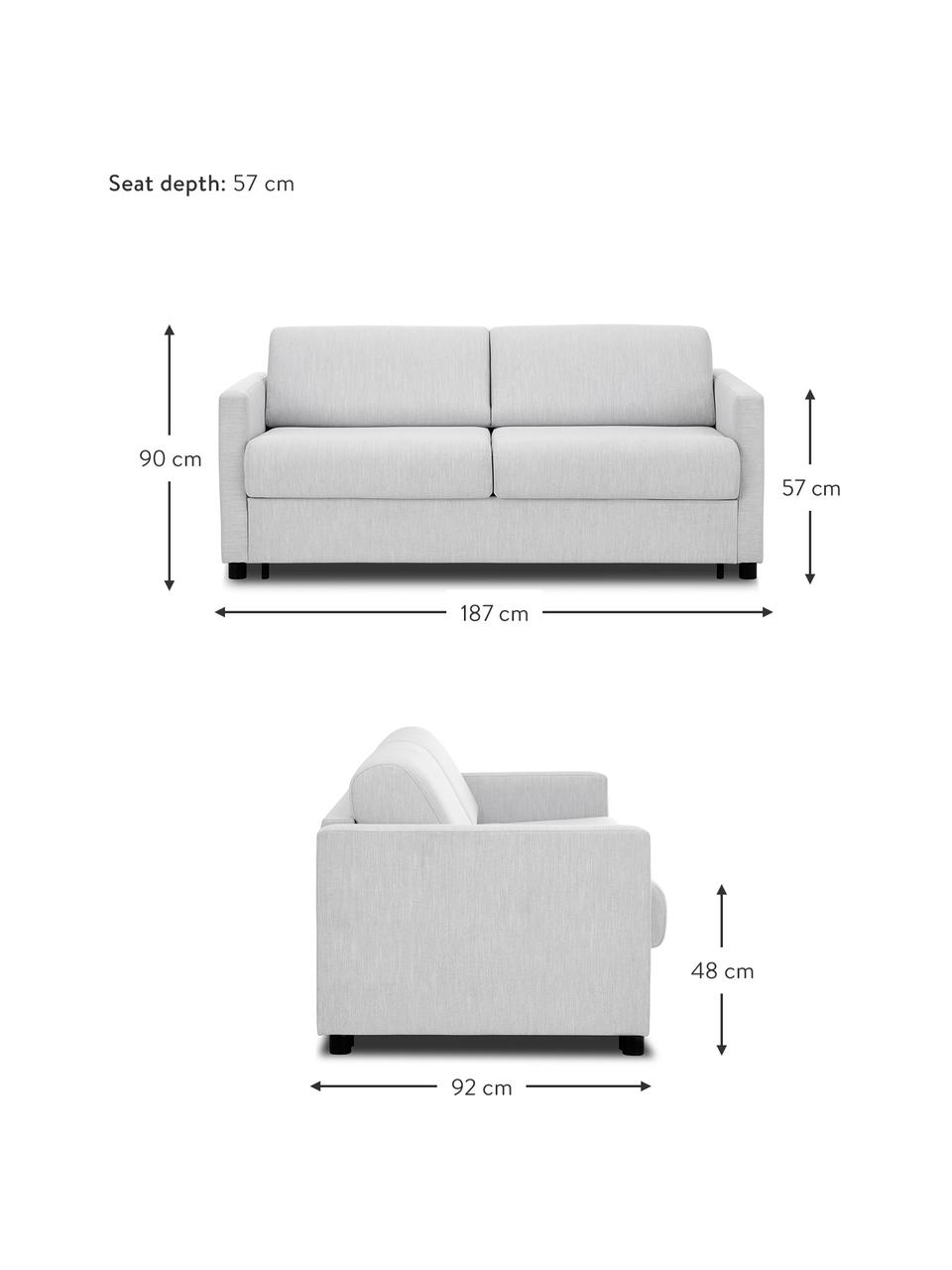 Sofa rozkładana Morgan (2-osobowa), Tapicerka: 100% poliester Dzięki tka, Nogi: lite drewno sosnowe z cer, Jasnoszara tkanina, S 187 x G 92 cm