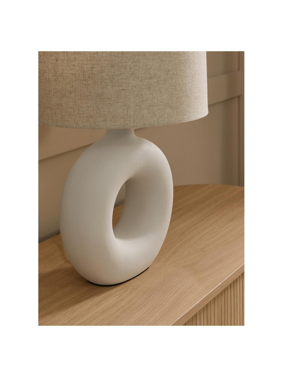 Velká keramická stolní lampa Gisella, Béžová, bílá, Ø 35 cm, V 55 cm