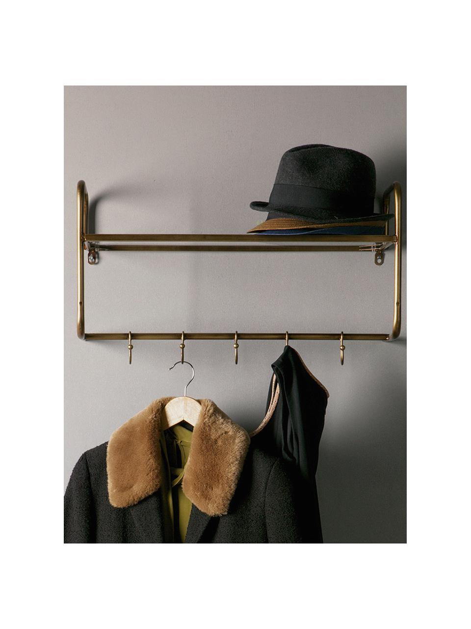 Perchero de pared Hatstand, Estante: vidrio, Dorado, An 63 x Al 23 cm