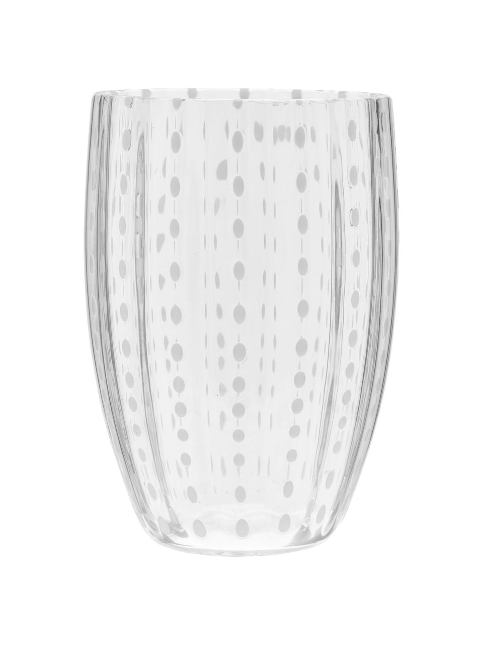 Komplet szklanek ze szkła dmuchanego Melting Pot Calm, 6 elem., Szkło, Transparentny, biały, Ø 7-10 x W 9-11 cm, 270 do 440 ml