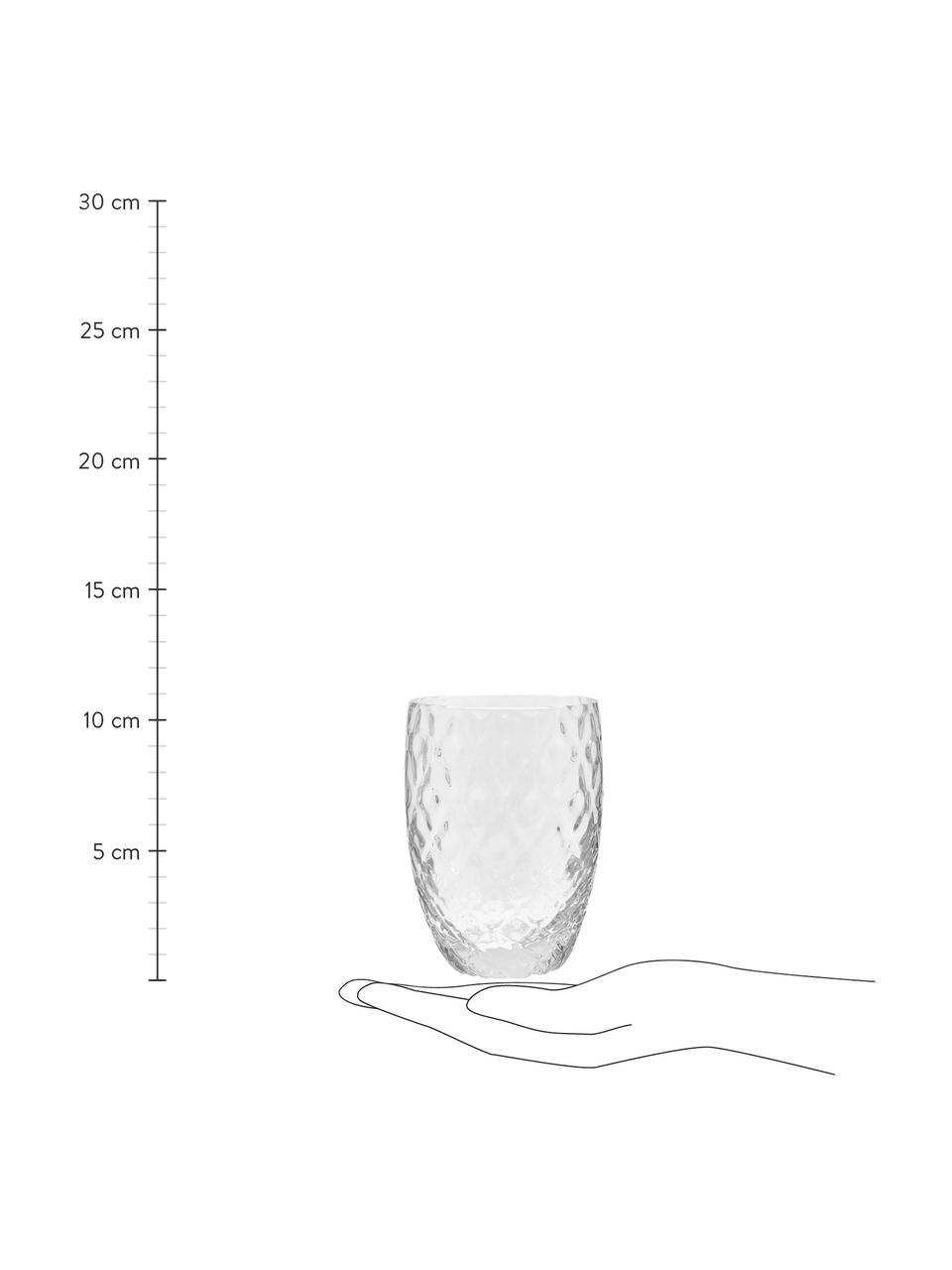 Mondgeblazen waterglazen Melting Pot Calm met verschillende reliëfs, 6-delig, Glas, Transparant, wit, Ø 7-10 x H 9-11 cm, 270 - 440 ml