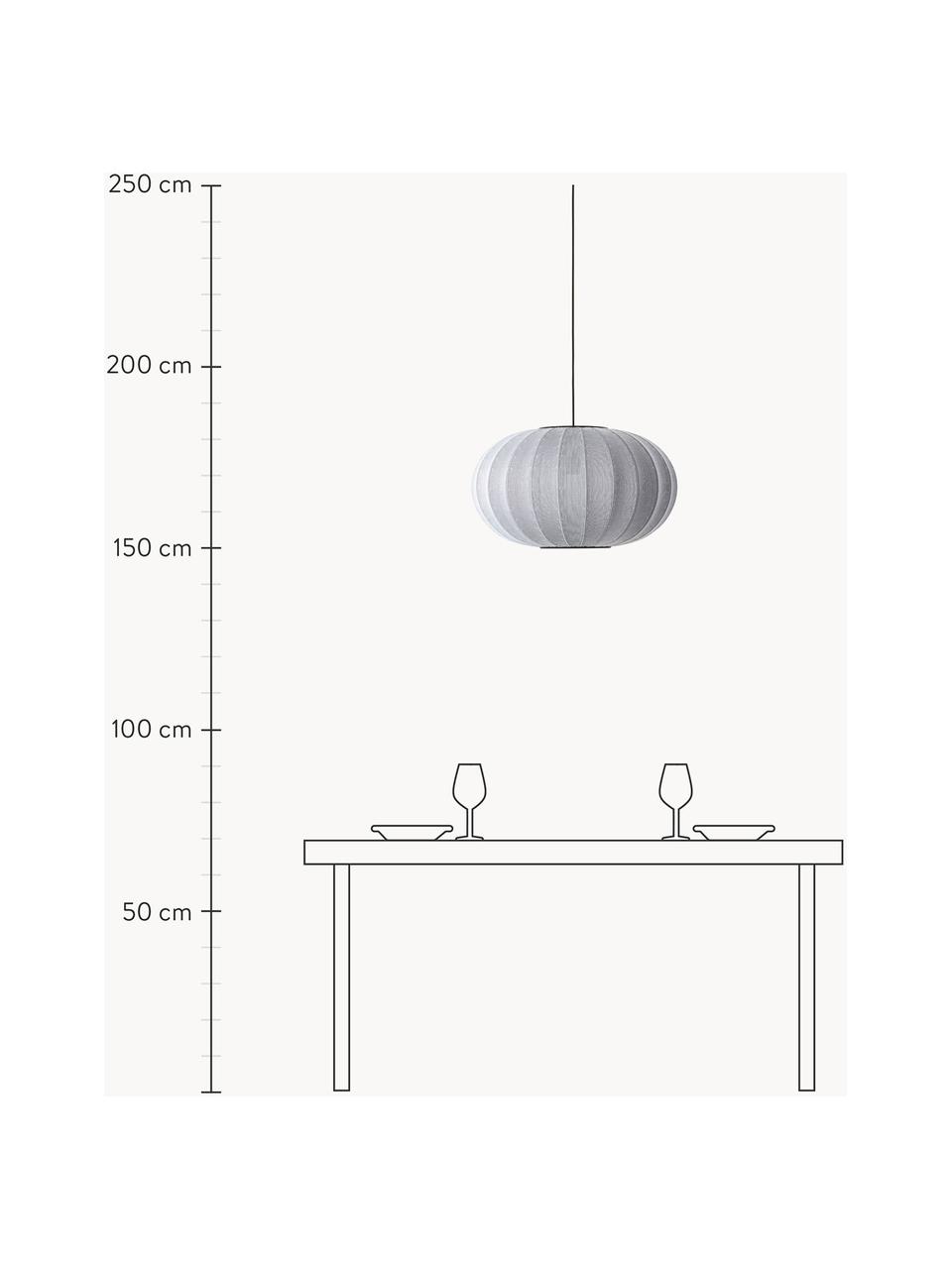 Lámpara de techo Knit-Wit, Pantalla: fibra sintética, Adornos: metal recubierto, Cable: cubierto en tela, Gris claro, Ø 45 x Al 26 cm