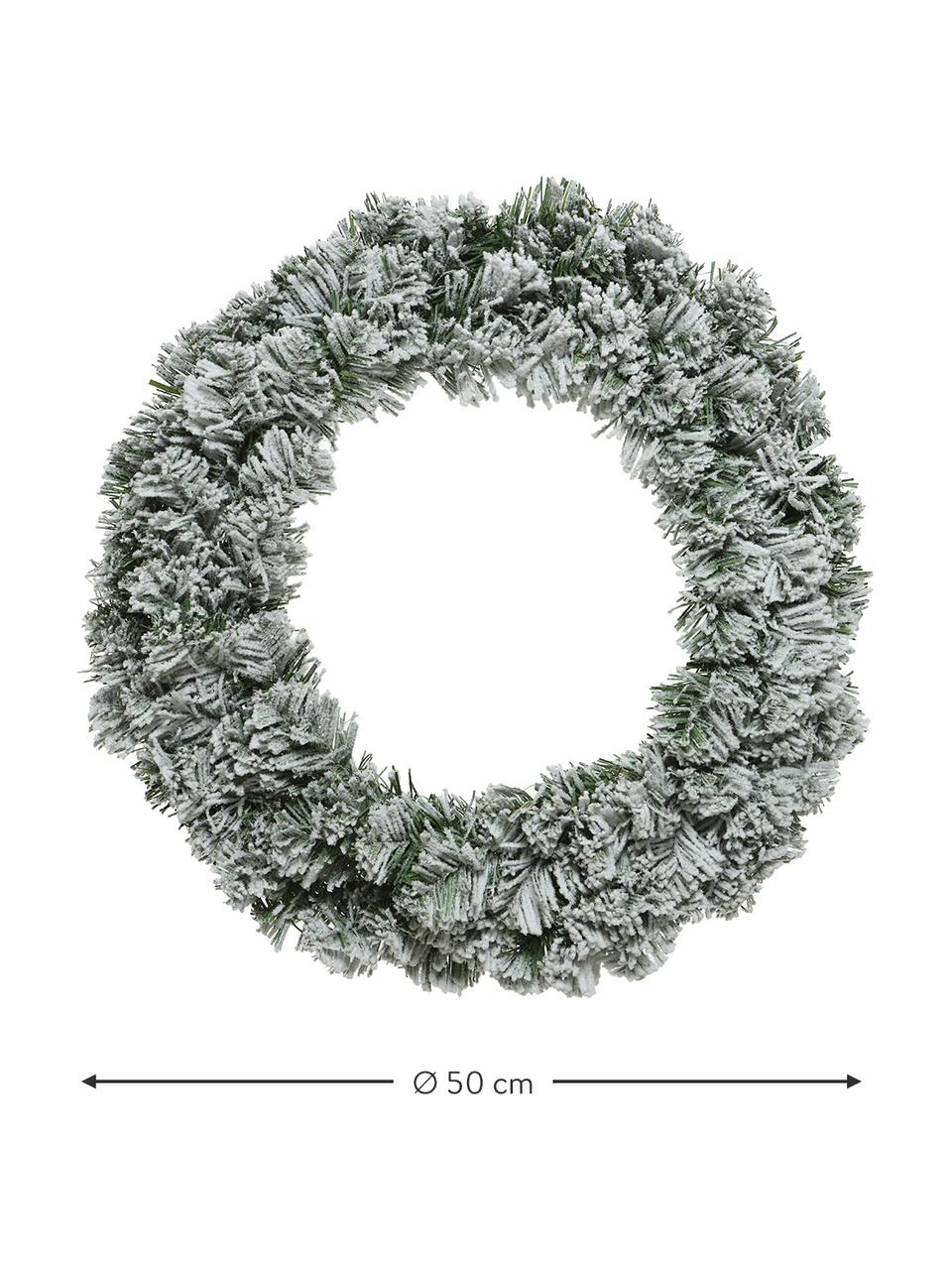 Couronne de Noël enneigée artificielle Imperial, Plastique, Vert foncé, blanc, Ø 35 x haut. 10 cm