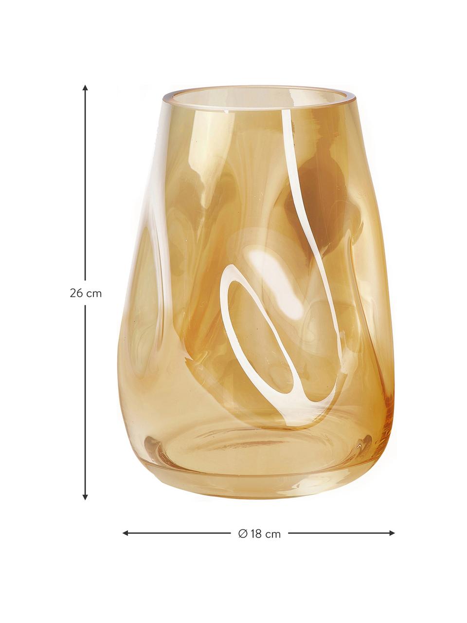 Ručne fúkaná sklenená váza Luster, Fúkané sklo, Šampaň, Ø 18 x V 26 cm