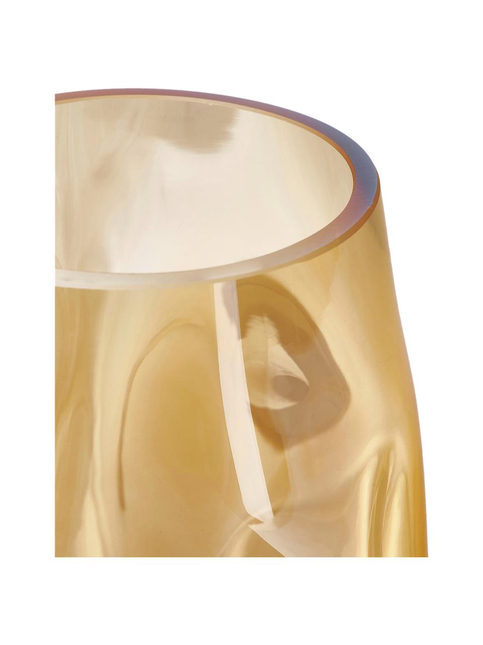 Vase en verre soufflé bouche Luster, Verre, soufflé bouche, Couleur champagne, Ø 18 x haut. 26 cm