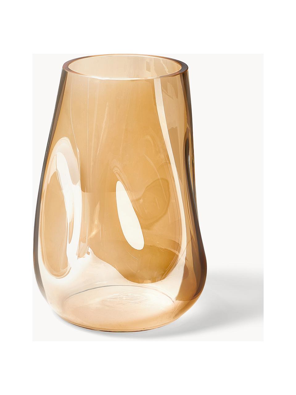 Ručně foukaná skleněná váza Luster, Foukané sklo, Okrová, Ø 18 cm, V 26 cm