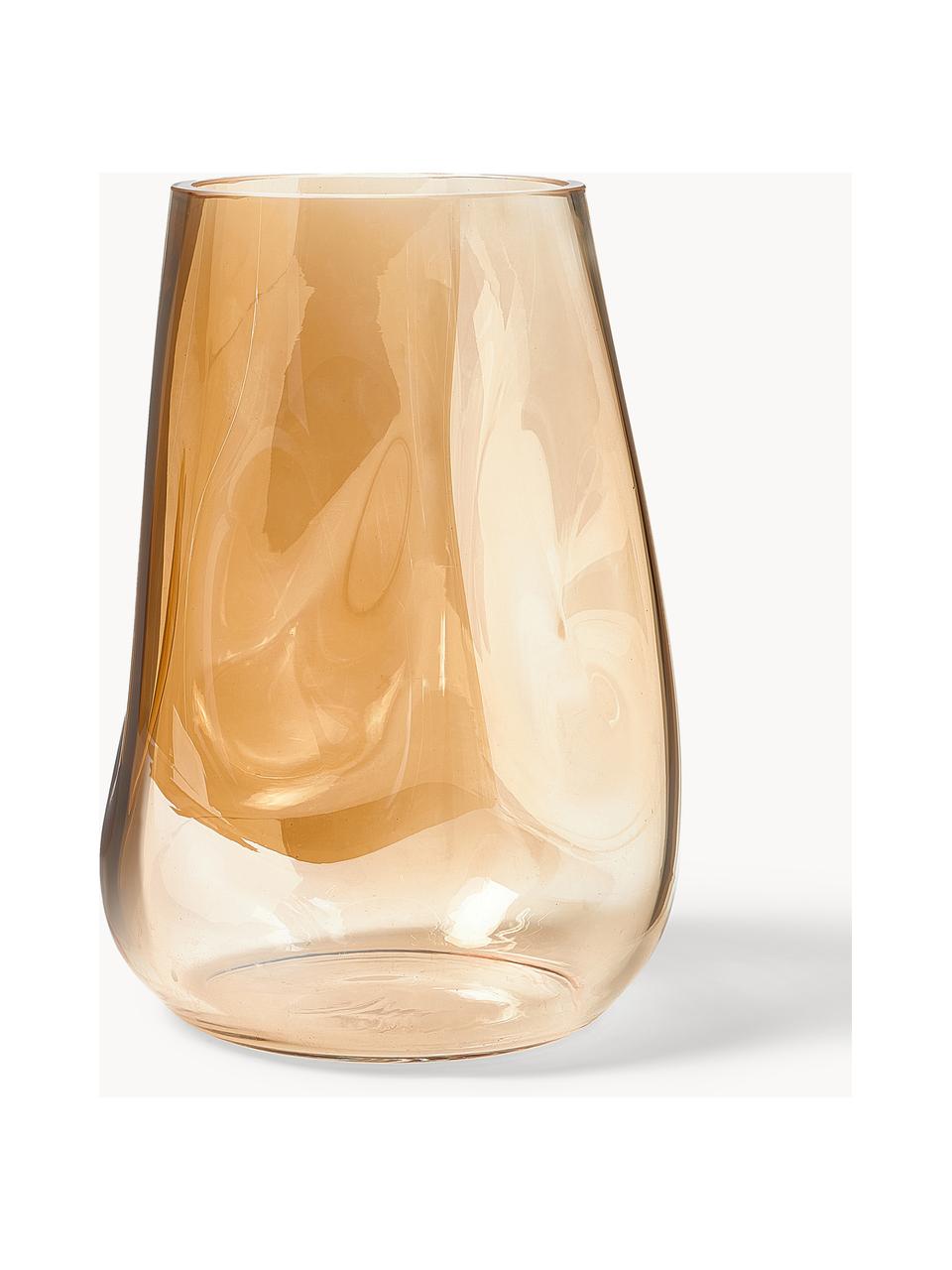 Mundgeblasene Glas-Vase Luster, H 26 cm, Glas, mundgeblasen, Ocker, Ø 18 x H 26 cm