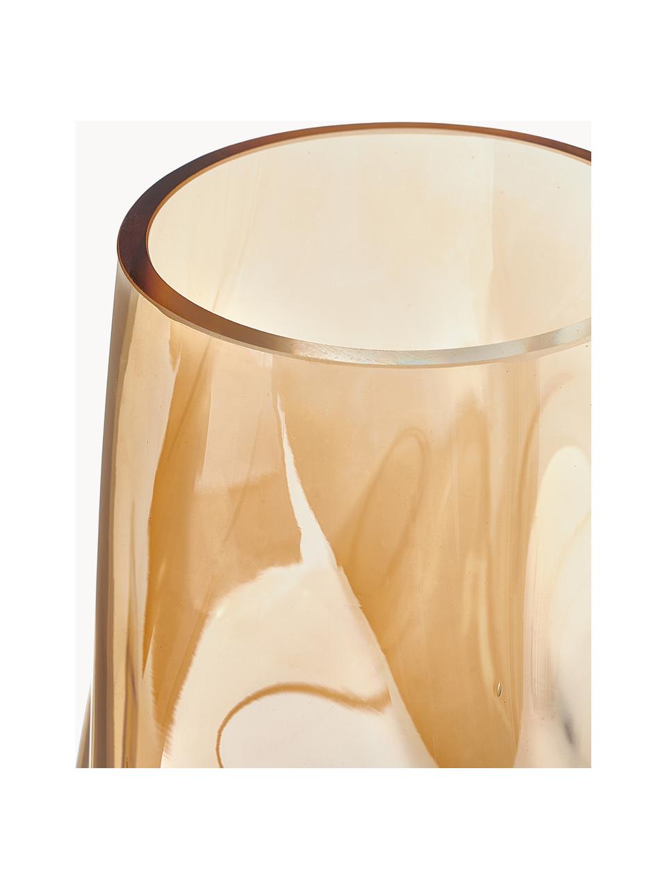 Vase en verre soufflé Luster, haut. 26 cm, Verre, soufflé bouche, Ocre, Ø 9 x haut. 21 cm, 400 ml