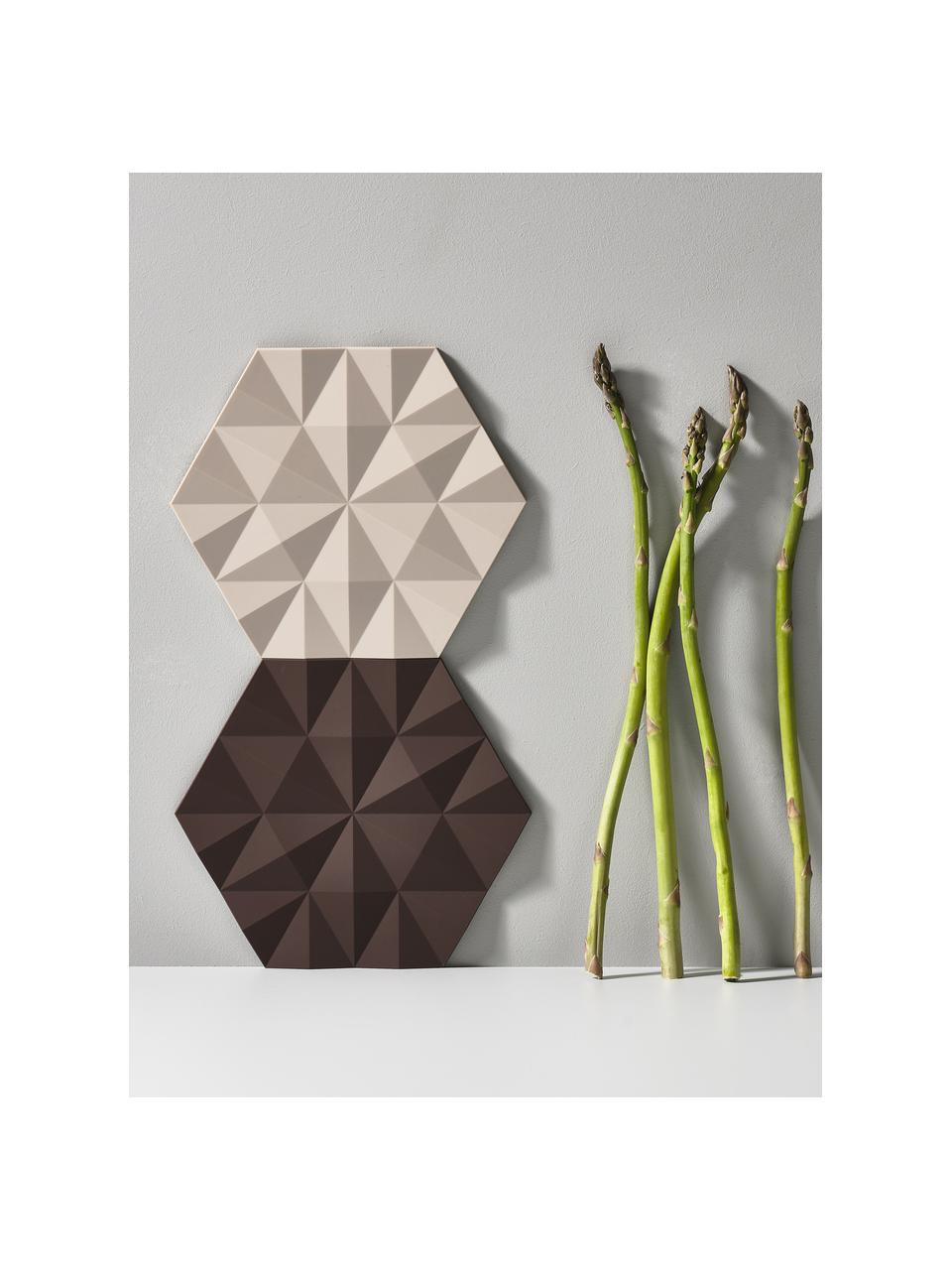 Topfuntersetzer Ori, 2 Stück, Silikon, Beige, L 16 x B 14 cm